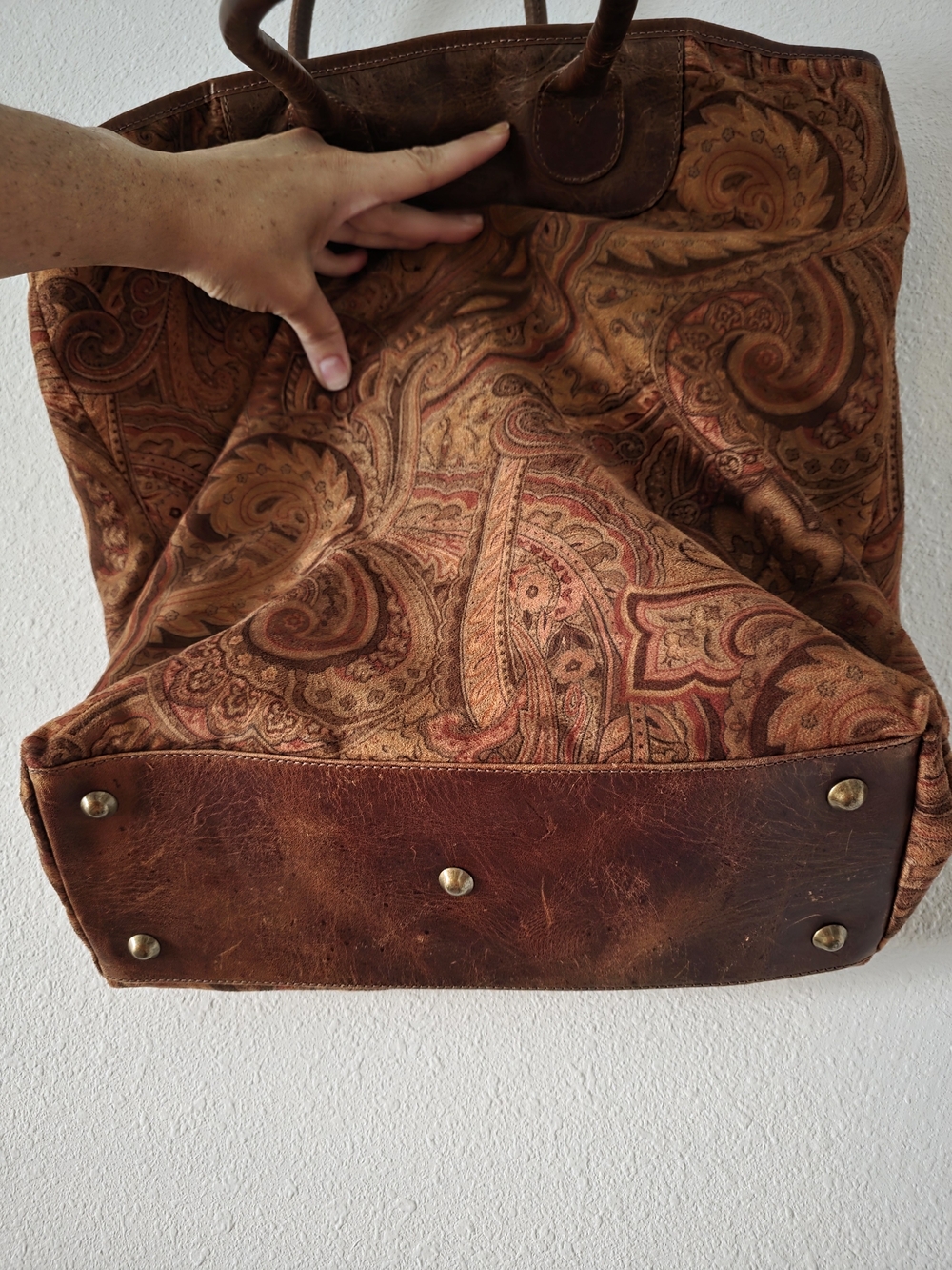 J. Jill Paisley Tote in Brown and Tan with Leather Trim - Picture 5 of 9